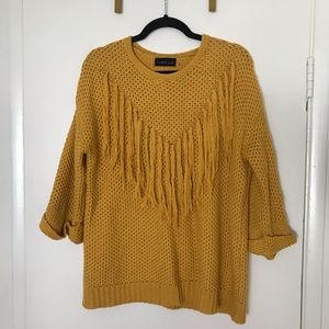 Open Weave Fringe Sweater